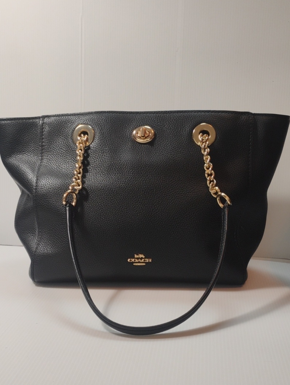 Coach #57107 Turnlock Chain & Leather Strap Tote